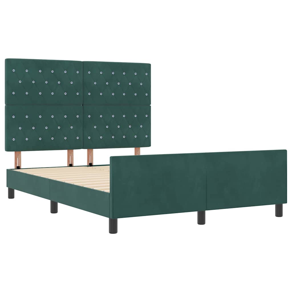 Boxspringbed met hoofdeinde Donkergroen 140 x 200 cm Fluweel is nu te koop bij PeponiXL, paradijselijk wonen!