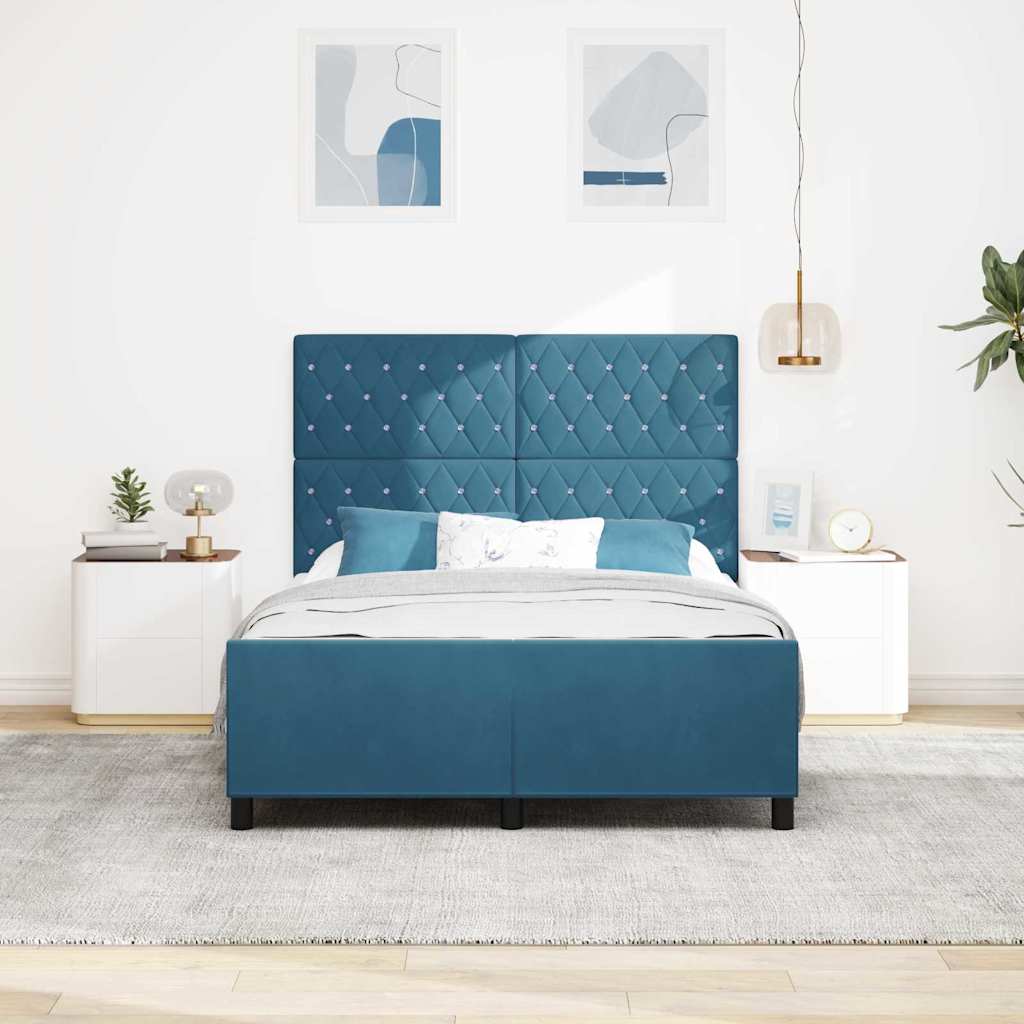 Boxspringbed met hoofdeinde Donkerblauw 140 x 200 cm Fluweel is nu te koop bij PeponiXL, paradijselijk wonen!
