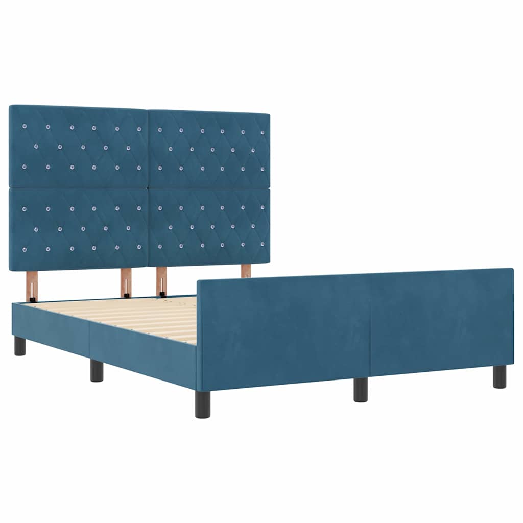 Boxspringbed met hoofdeinde Donkerblauw 140 x 200 cm Fluweel is nu te koop bij PeponiXL, paradijselijk wonen!