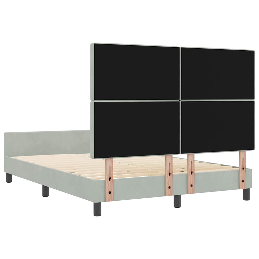 Boxspringbed met hoofdeinde Lichtgrijs 160 x 200 cm Fluweel is nu te koop bij PeponiXL, paradijselijk wonen!
