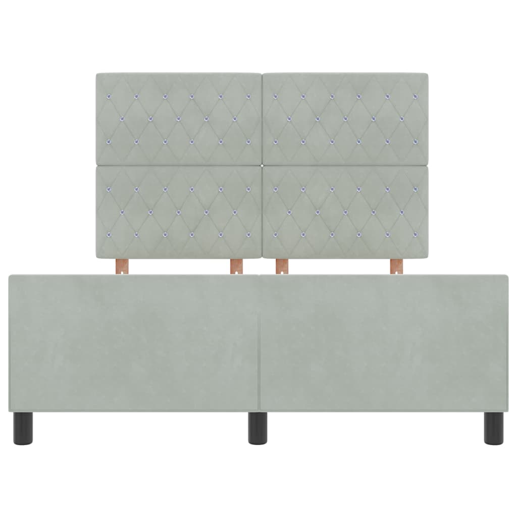 Boxspringbed met hoofdeinde Lichtgrijs 160 x 200 cm Fluweel is nu te koop bij PeponiXL, paradijselijk wonen!