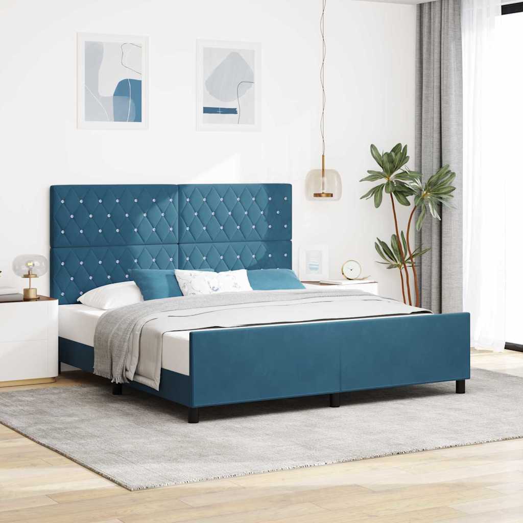 Boxspringbed met hoofdeinde Donkerblauw 180 x 200 cm Fluweel is nu te koop bij PeponiXL, paradijselijk wonen!