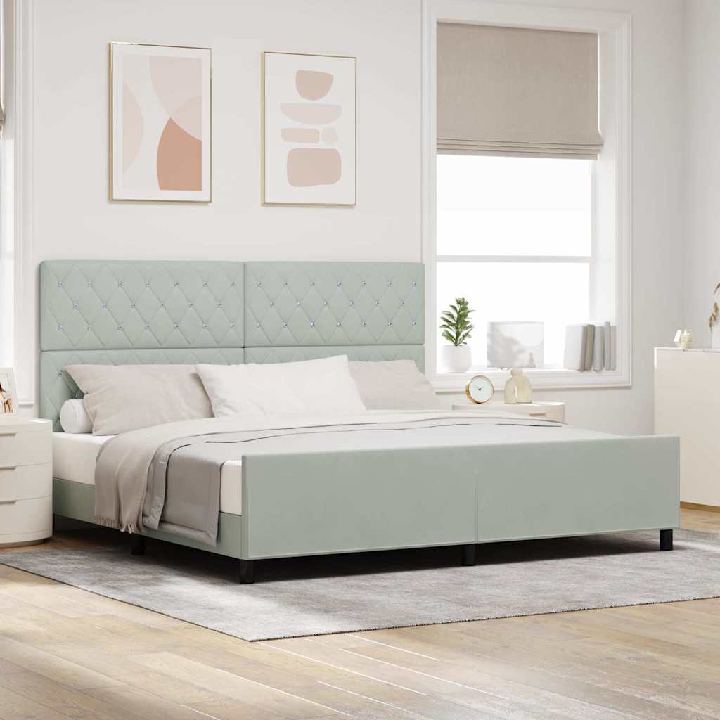 Boxspringbed met hoofdeinde Lichtgrijs 200 x 200 cm Fluweel is nu te koop bij PeponiXL, paradijselijk wonen!
