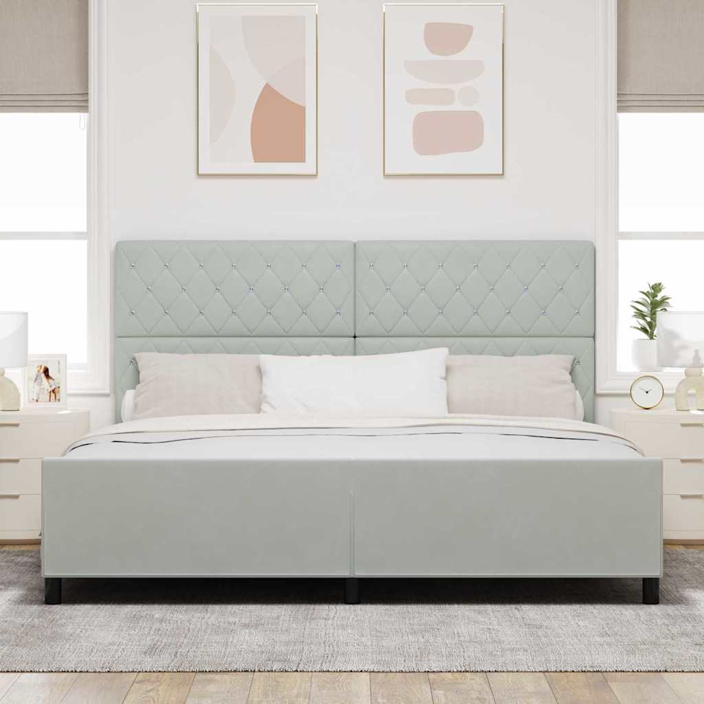 Boxspringbed met hoofdeinde Lichtgrijs 200 x 200 cm Fluweel is nu te koop bij PeponiXL, paradijselijk wonen!