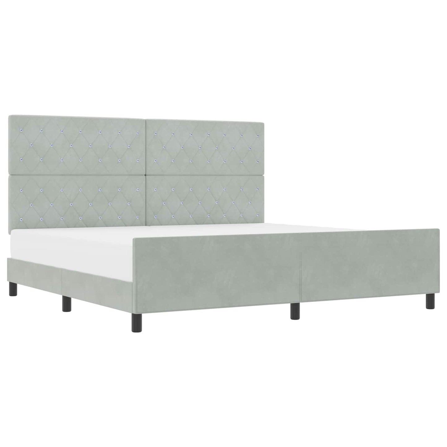 Boxspringbed met hoofdeinde Lichtgrijs 200 x 200 cm Fluweel is nu te koop bij PeponiXL, paradijselijk wonen!