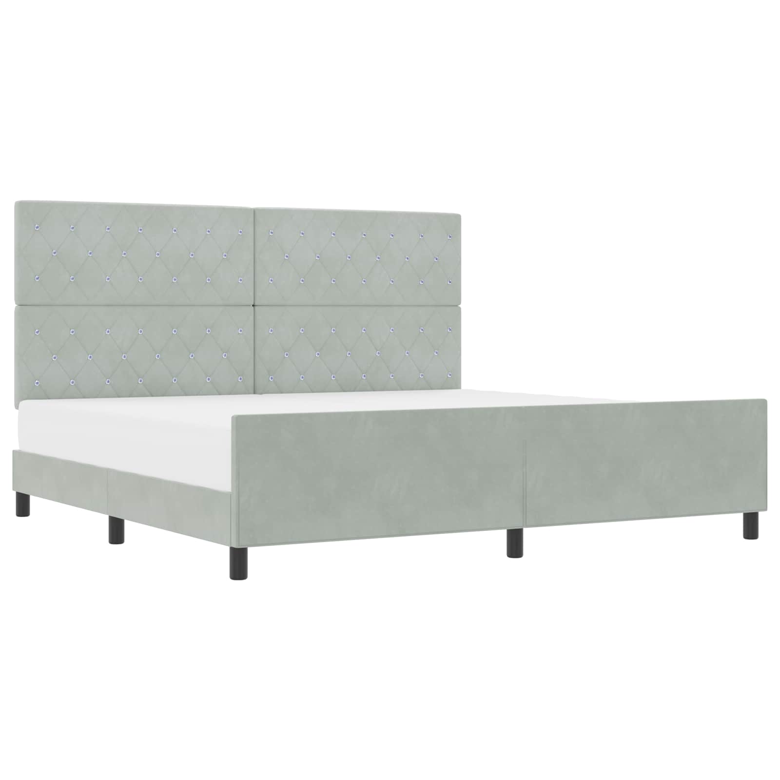 Boxspringbed met hoofdeinde Lichtgrijs 200 x 200 cm Fluweel is nu te koop bij PeponiXL, paradijselijk wonen!
