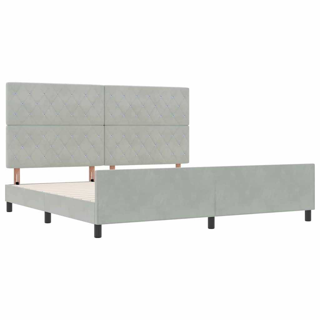 Boxspringbed met hoofdeinde Lichtgrijs 200 x 200 cm Fluweel is nu te koop bij PeponiXL, paradijselijk wonen!