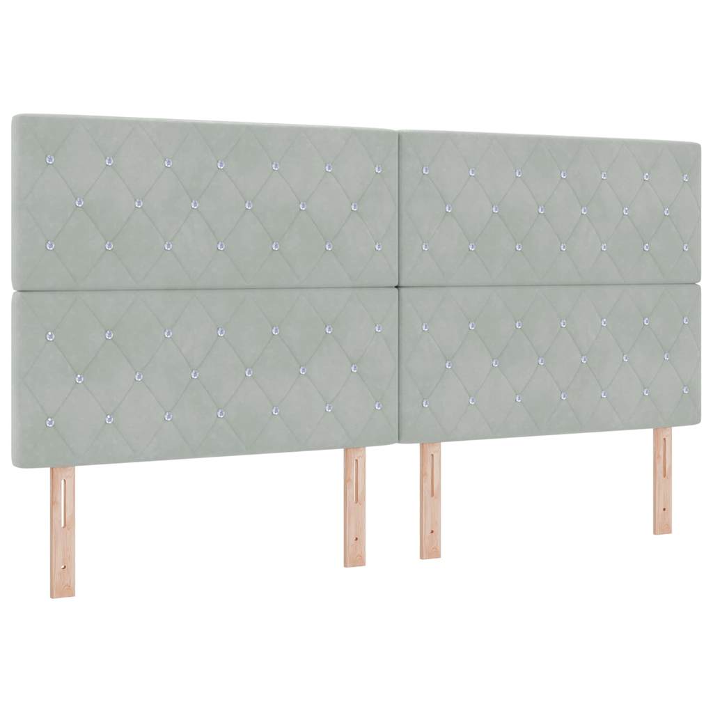 Boxspringbed met hoofdeinde Lichtgrijs 200 x 200 cm Fluweel is nu te koop bij PeponiXL, paradijselijk wonen!