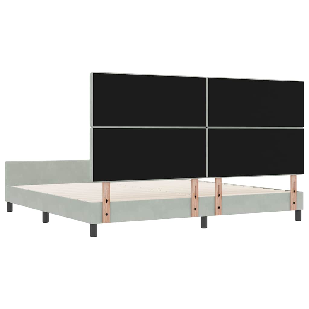Boxspringbed met hoofdeinde Lichtgrijs 200 x 200 cm Fluweel is nu te koop bij PeponiXL, paradijselijk wonen!