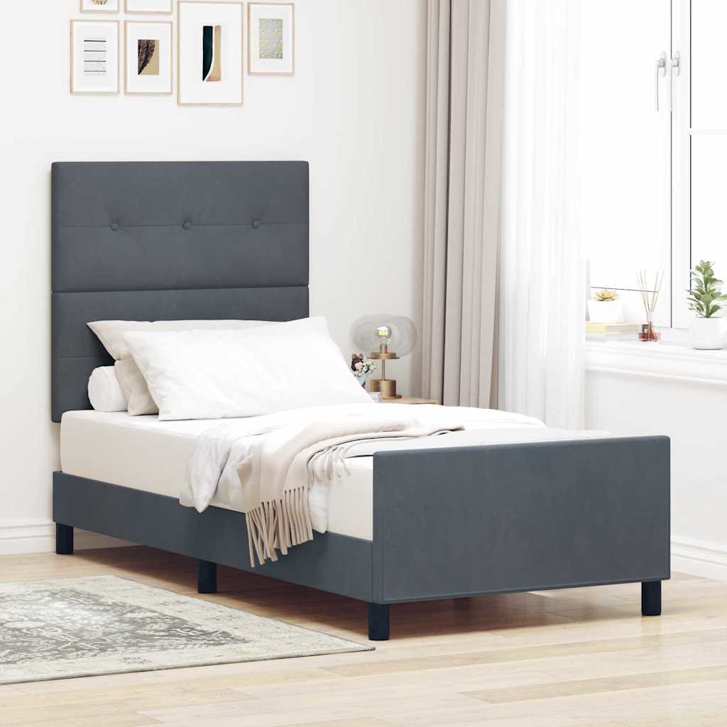 Boxspringbed met hoofdeinde Donkergrijs 90 x 200 cm Fluweel is nu te koop bij PeponiXL, paradijselijk wonen!