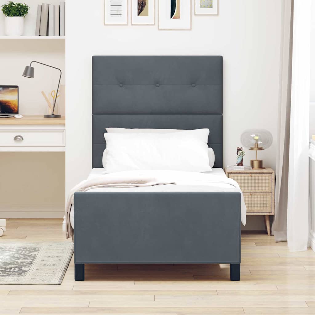 Boxspringbed met hoofdeinde Donkergrijs 90 x 200 cm Fluweel is nu te koop bij PeponiXL, paradijselijk wonen!