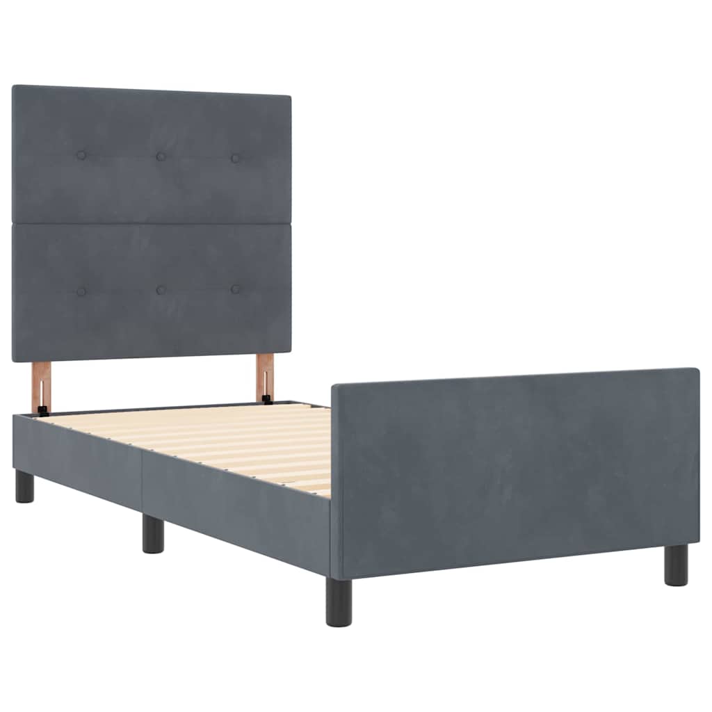 Boxspringbed met hoofdeinde Donkergrijs 90 x 200 cm Fluweel is nu te koop bij PeponiXL, paradijselijk wonen!