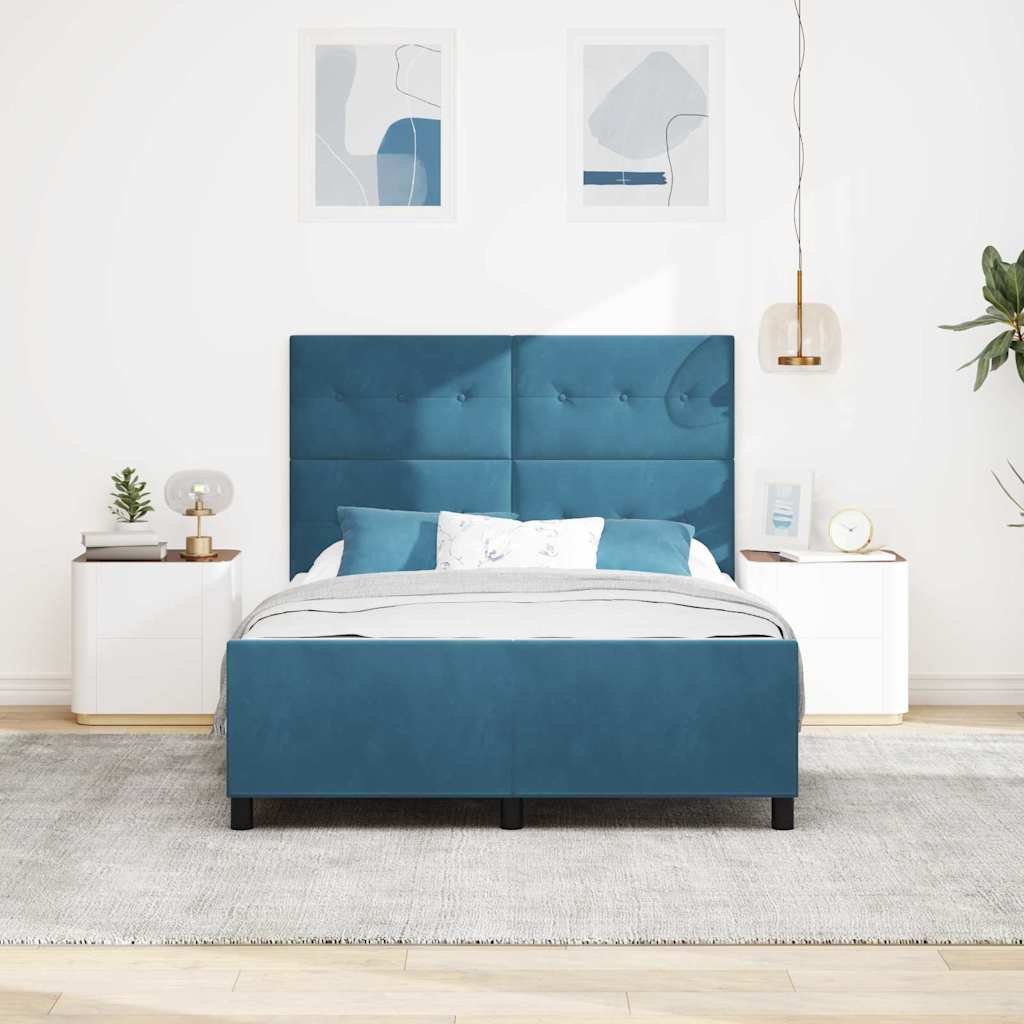 Boxspringbed met hoofdeinde Donkerblauw 140 x 190 cm Fluweel is nu te koop bij PeponiXL, paradijselijk wonen!