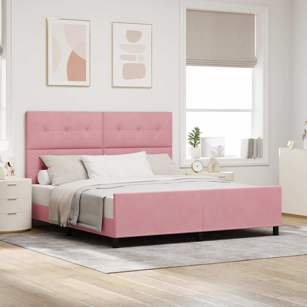 Boxspringbed met hoofdeinde Roze 180 x 200 cm Fluweel is nu te koop bij PeponiXL, paradijselijk wonen!