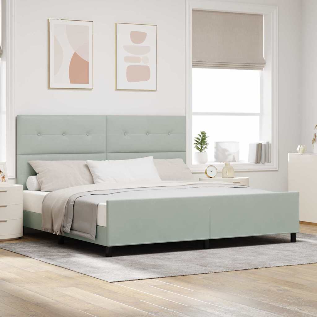 Boxspringbed met hoofdeinde Lichtgrijs 200 x 200 cm Fluweel is nu te koop bij PeponiXL, paradijselijk wonen!