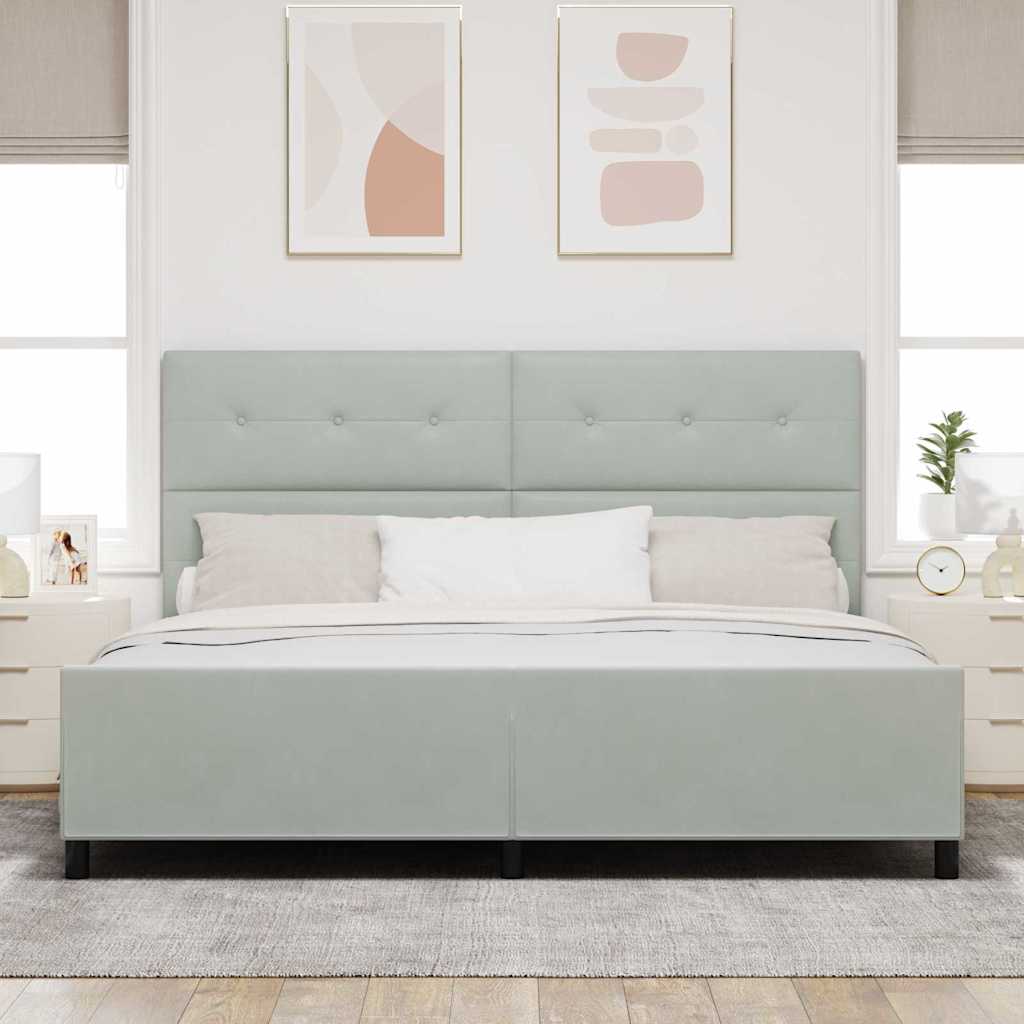 Boxspringbed met hoofdeinde Lichtgrijs 200 x 200 cm Fluweel is nu te koop bij PeponiXL, paradijselijk wonen!