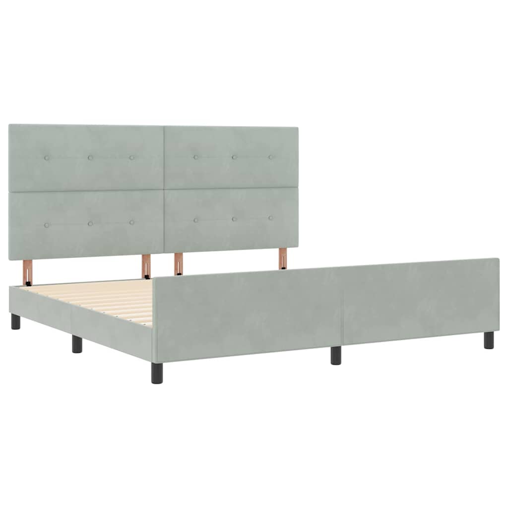 Boxspringbed met hoofdeinde Lichtgrijs 200 x 200 cm Fluweel is nu te koop bij PeponiXL, paradijselijk wonen!