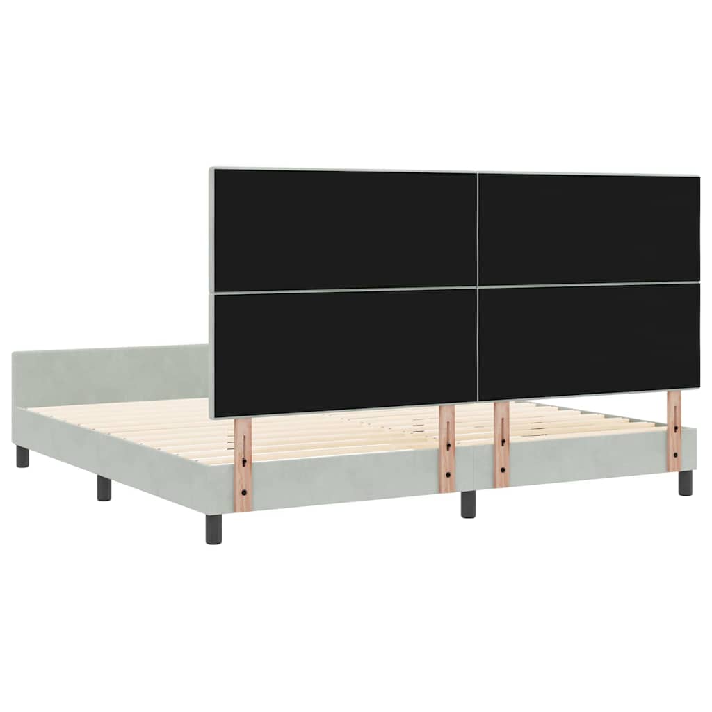 Boxspringbed met hoofdeinde Lichtgrijs 200 x 200 cm Fluweel is nu te koop bij PeponiXL, paradijselijk wonen!