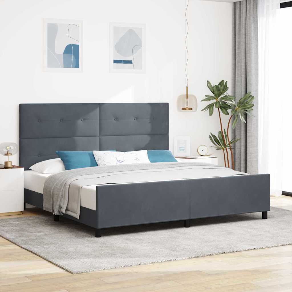Boxspringbed met hoofdeinde Donkergrijs 200 x 200 cm Fluweel is nu te koop bij PeponiXL, paradijselijk wonen!
