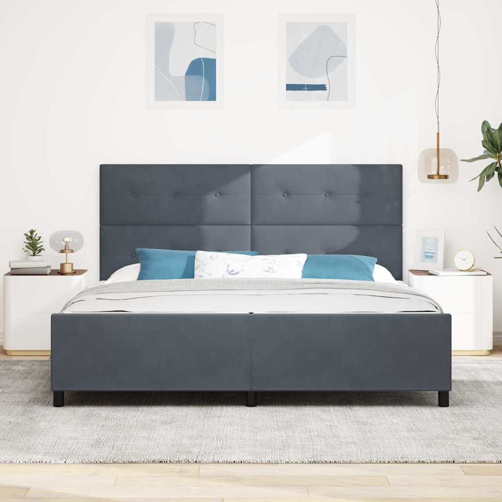 Boxspringbed met hoofdeinde Donkergrijs 200 x 200 cm Fluweel is nu te koop bij PeponiXL, paradijselijk wonen!
