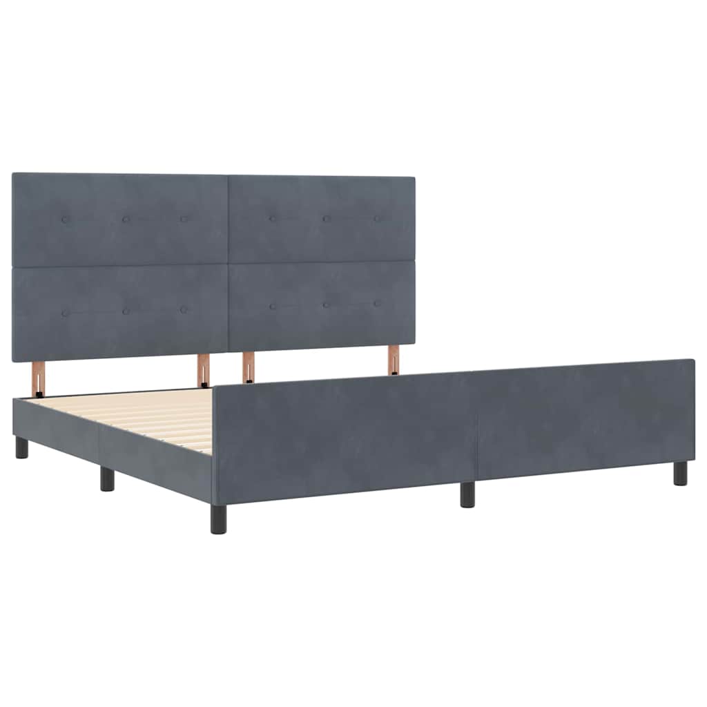 Boxspringbed met hoofdeinde Donkergrijs 200 x 200 cm Fluweel is nu te koop bij PeponiXL, paradijselijk wonen!