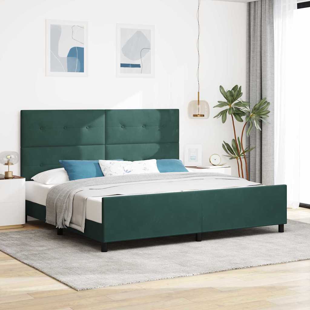 Boxspringbed met hoofdeinde Donkergroen 200 x 200 cm Fluweel is nu te koop bij PeponiXL, paradijselijk wonen!