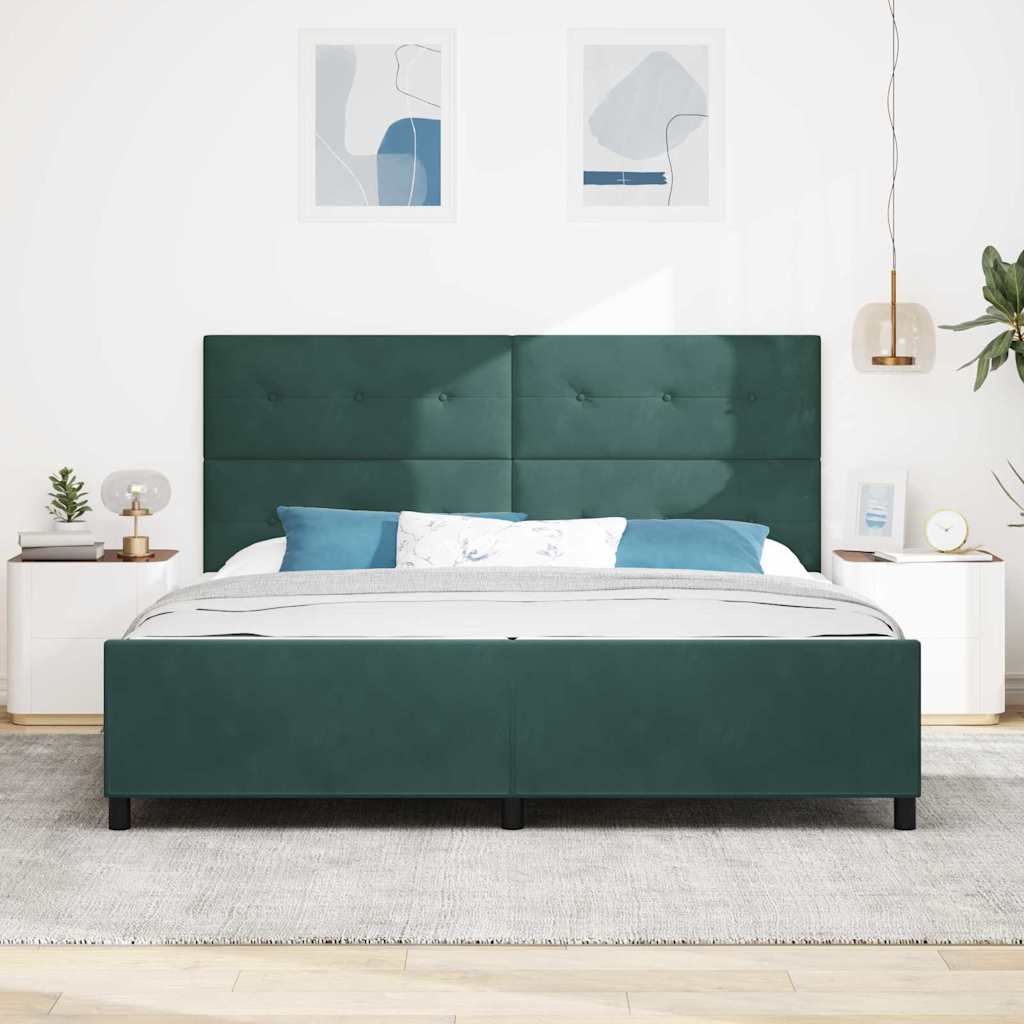 Boxspringbed met hoofdeinde Donkergroen 200 x 200 cm Fluweel is nu te koop bij PeponiXL, paradijselijk wonen!