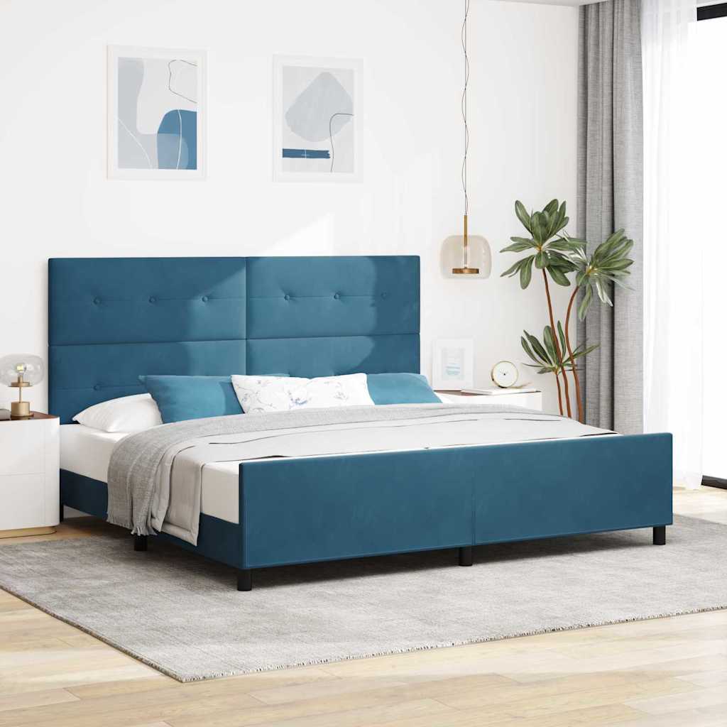 Boxspringbed met hoofdeinde Donkerblauw 200 x 200 cm Fluweel is nu te koop bij PeponiXL, paradijselijk wonen!