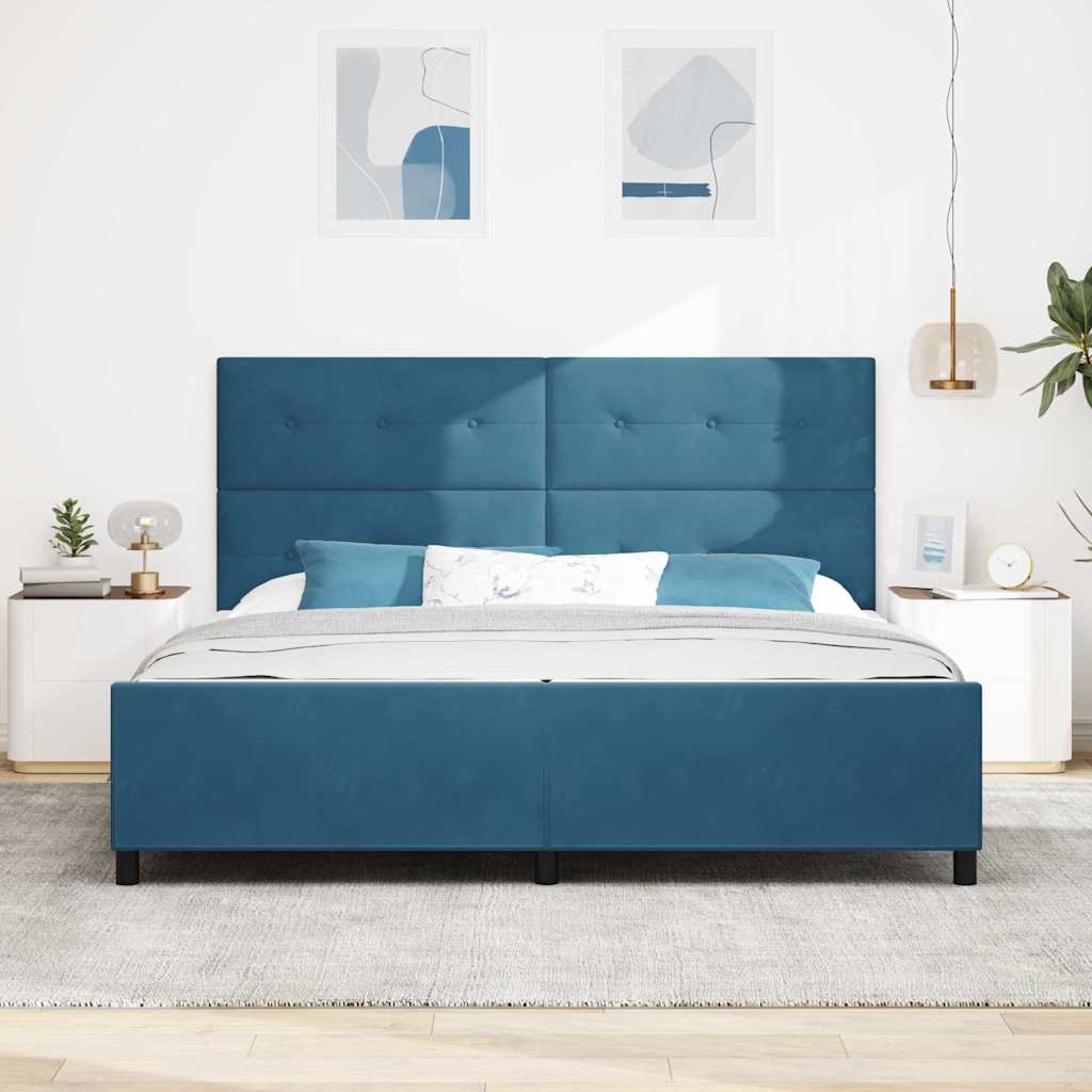 Boxspringbed met hoofdeinde Donkerblauw 200 x 200 cm Fluweel is nu te koop bij PeponiXL, paradijselijk wonen!