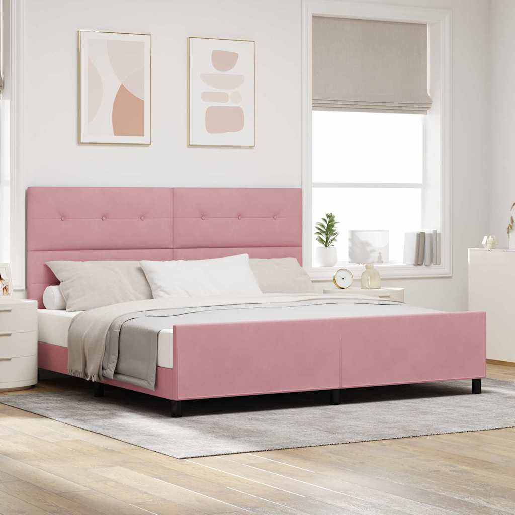 Boxspringbed met hoofdeinde Roze 200 x 200 cm Fluweel is nu te koop bij PeponiXL, paradijselijk wonen!