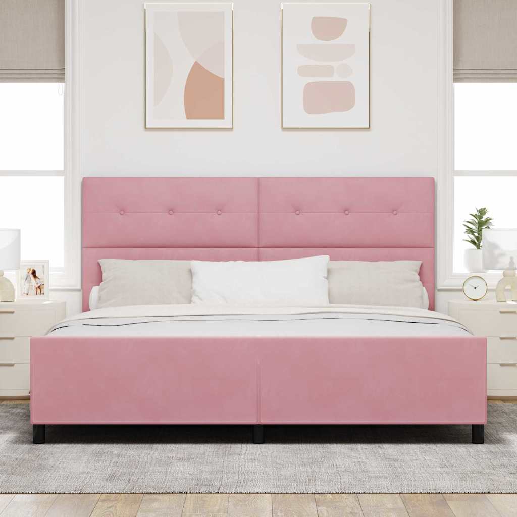 Boxspringbed met hoofdeinde Roze 200 x 200 cm Fluweel is nu te koop bij PeponiXL, paradijselijk wonen!