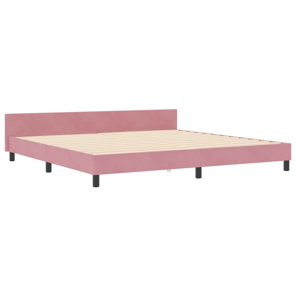 Boxspringbed met hoofdeinde Roze 200 x 200 cm Fluweel is nu te koop bij PeponiXL, paradijselijk wonen!