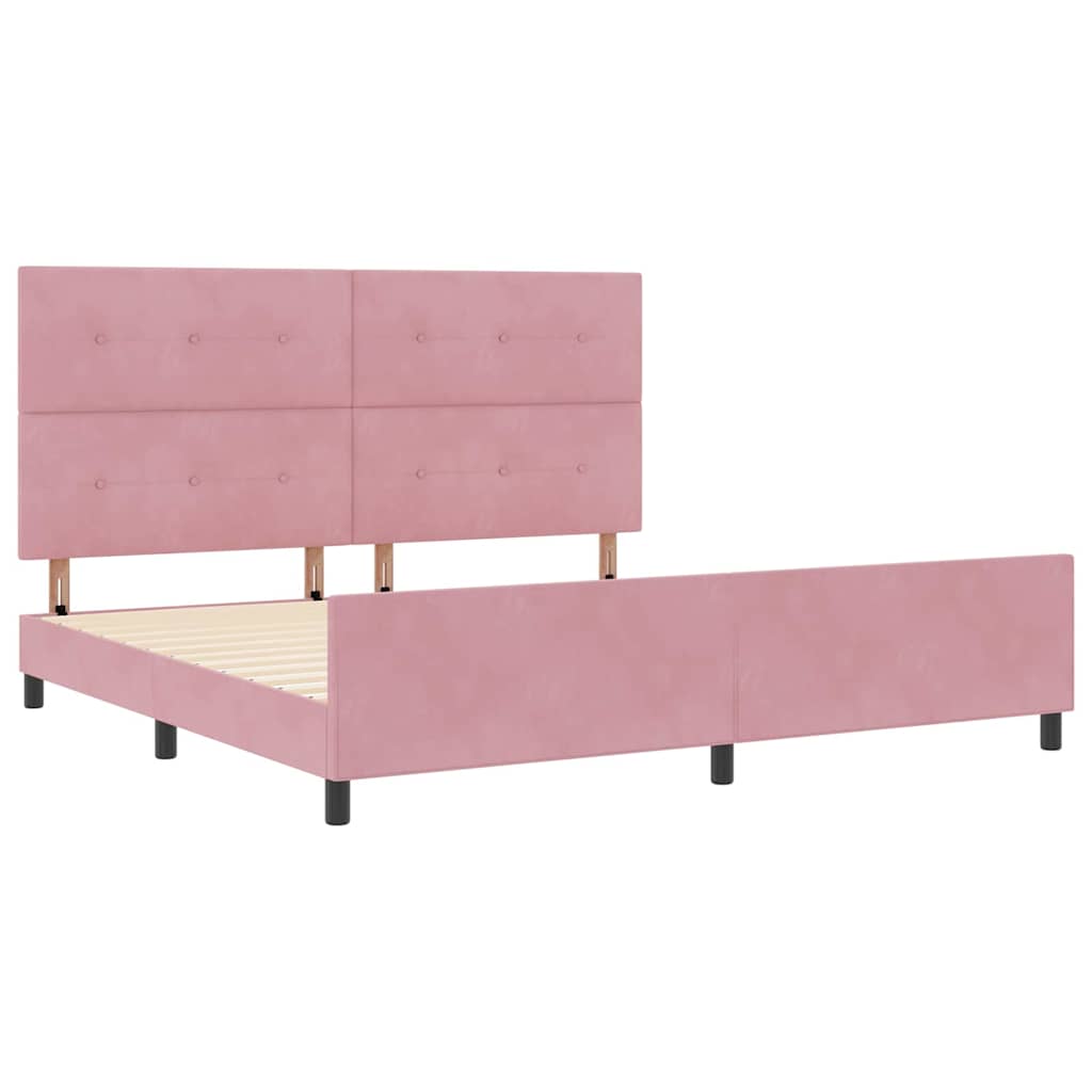 Boxspringbed met hoofdeinde Roze 200 x 200 cm Fluweel is nu te koop bij PeponiXL, paradijselijk wonen!