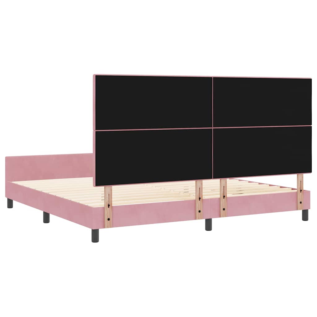 Boxspringbed met hoofdeinde Roze 200 x 200 cm Fluweel is nu te koop bij PeponiXL, paradijselijk wonen!