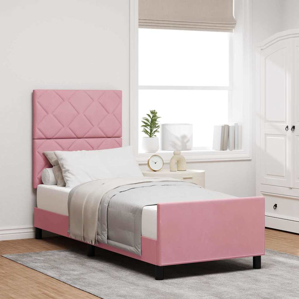 Boxspringbed met hoofdeinde Roze 80 x 200 cm Fluweel is nu te koop bij PeponiXL, paradijselijk wonen!