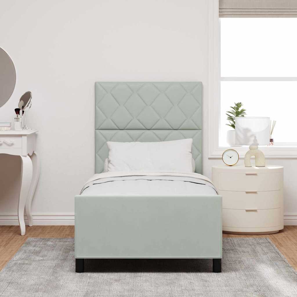 Boxspringbed met hoofdeinde Lichtgrijs 90 x 190 cm Fluweel is nu te koop bij PeponiXL, paradijselijk wonen!