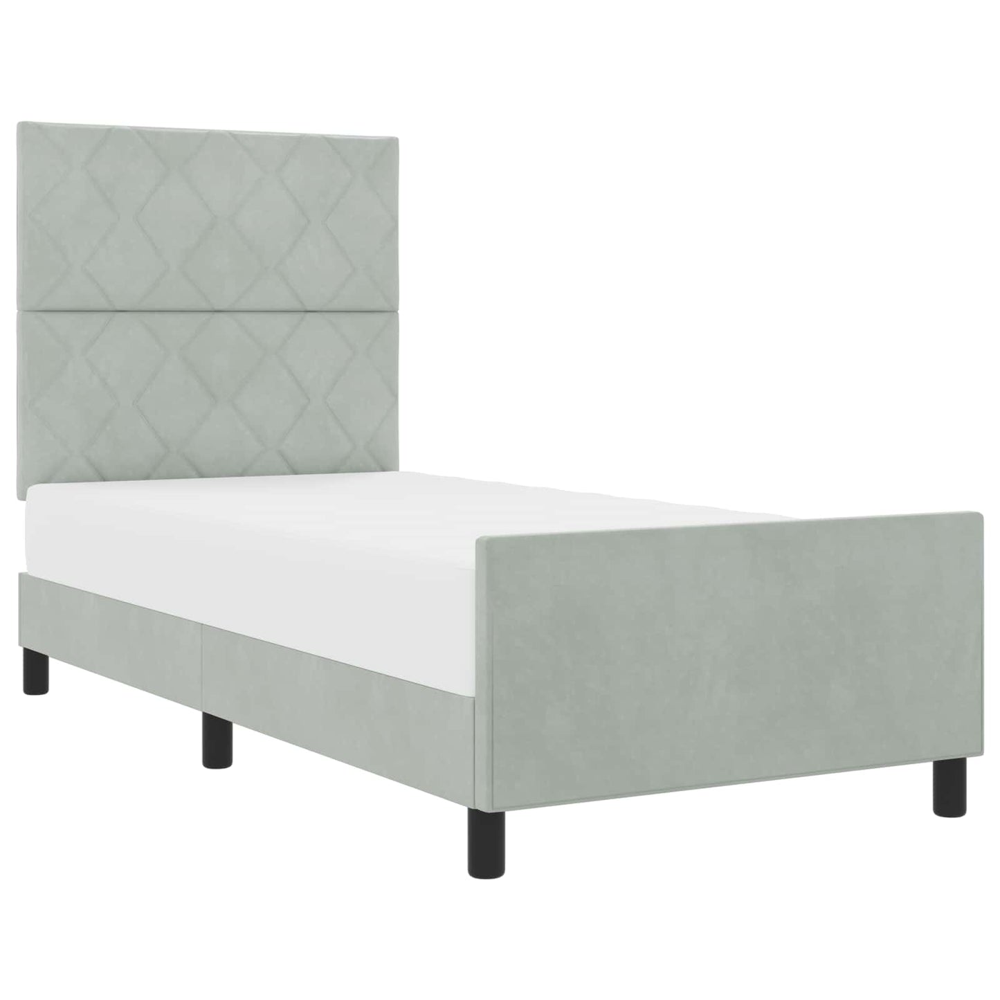 Boxspringbed met hoofdeinde Lichtgrijs 90 x 190 cm Fluweel is nu te koop bij PeponiXL, paradijselijk wonen!