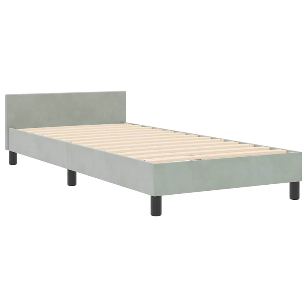 Boxspringbed met hoofdeinde Lichtgrijs 90 x 190 cm Fluweel is nu te koop bij PeponiXL, paradijselijk wonen!