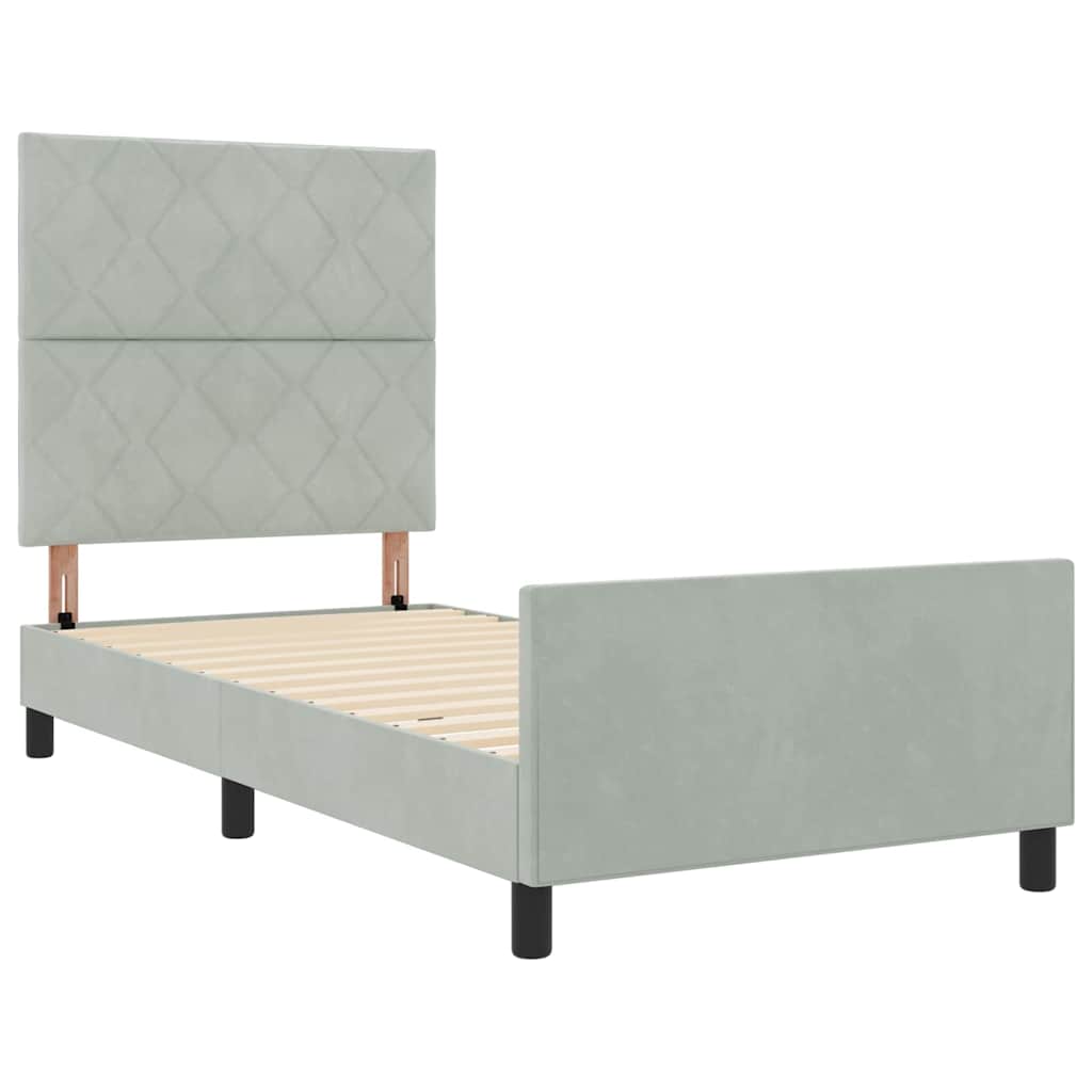 Boxspringbed met hoofdeinde Lichtgrijs 90 x 190 cm Fluweel is nu te koop bij PeponiXL, paradijselijk wonen!