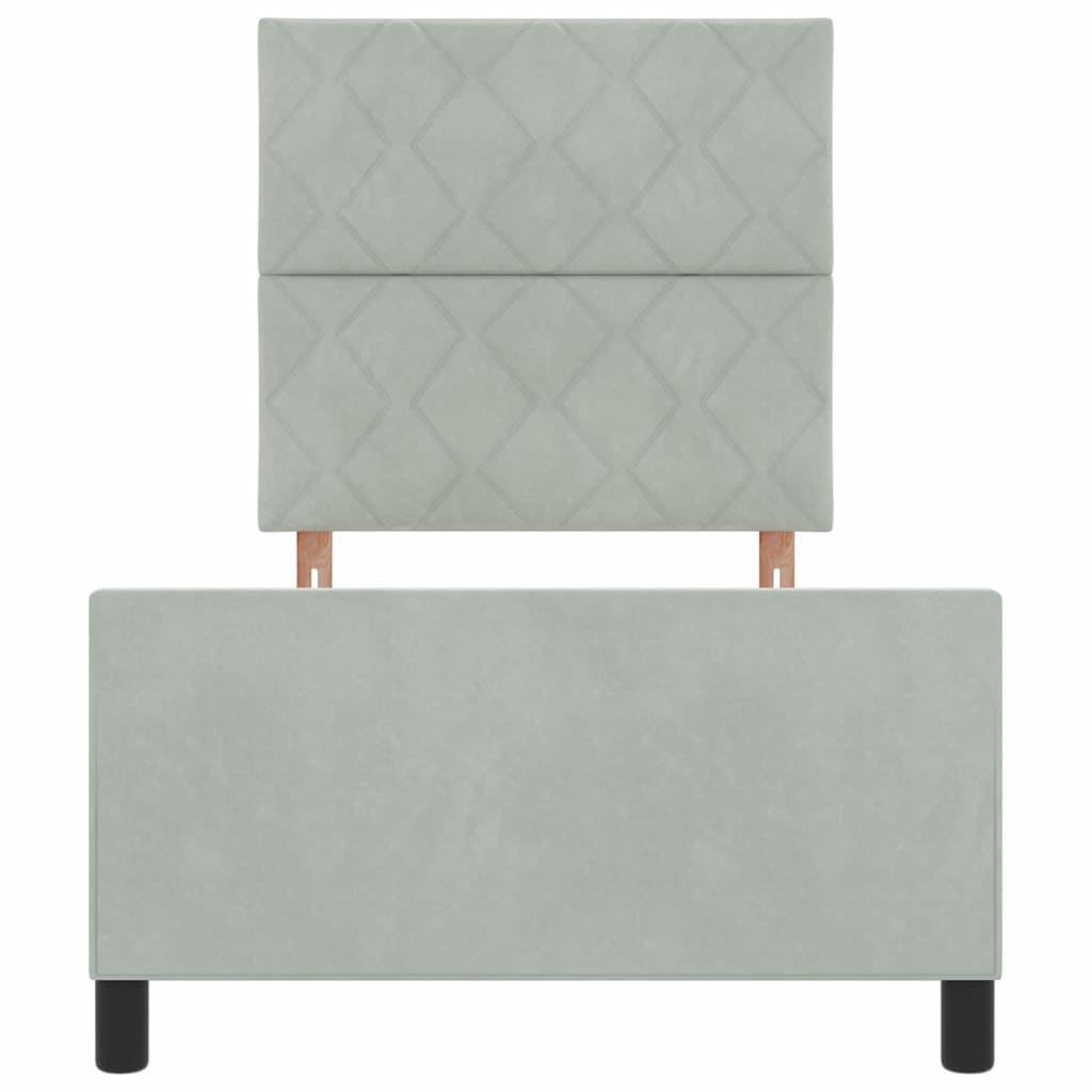 Boxspringbed met hoofdeinde Lichtgrijs 90 x 190 cm Fluweel is nu te koop bij PeponiXL, paradijselijk wonen!