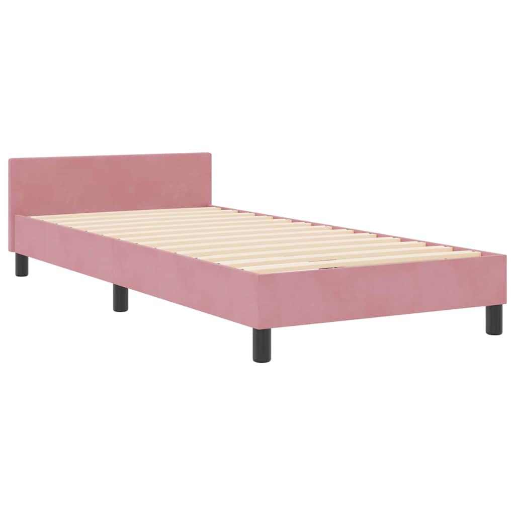 Boxspringbed met hoofdeinde Roze 90 x 190 cm Fluweel is nu te koop bij PeponiXL, paradijselijk wonen!