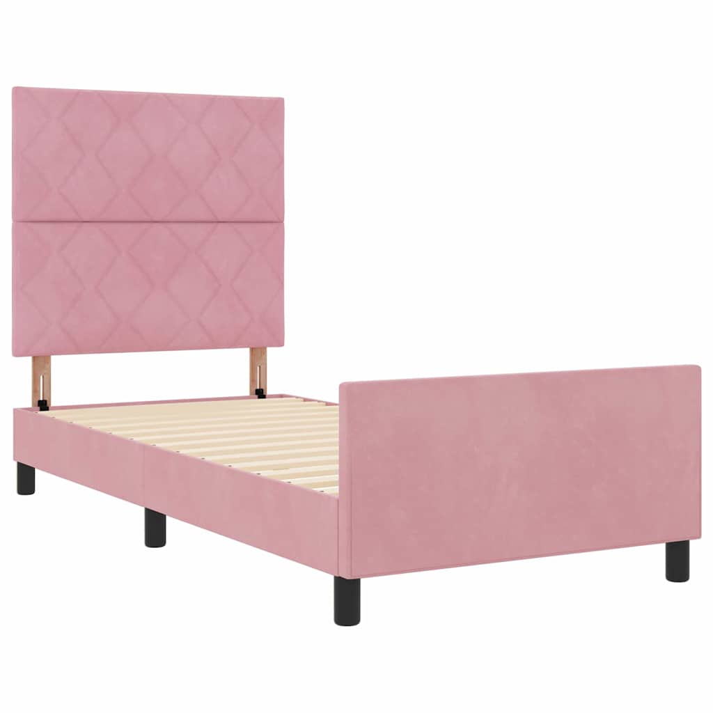 Boxspringbed met hoofdeinde Roze 90 x 190 cm Fluweel is nu te koop bij PeponiXL, paradijselijk wonen!