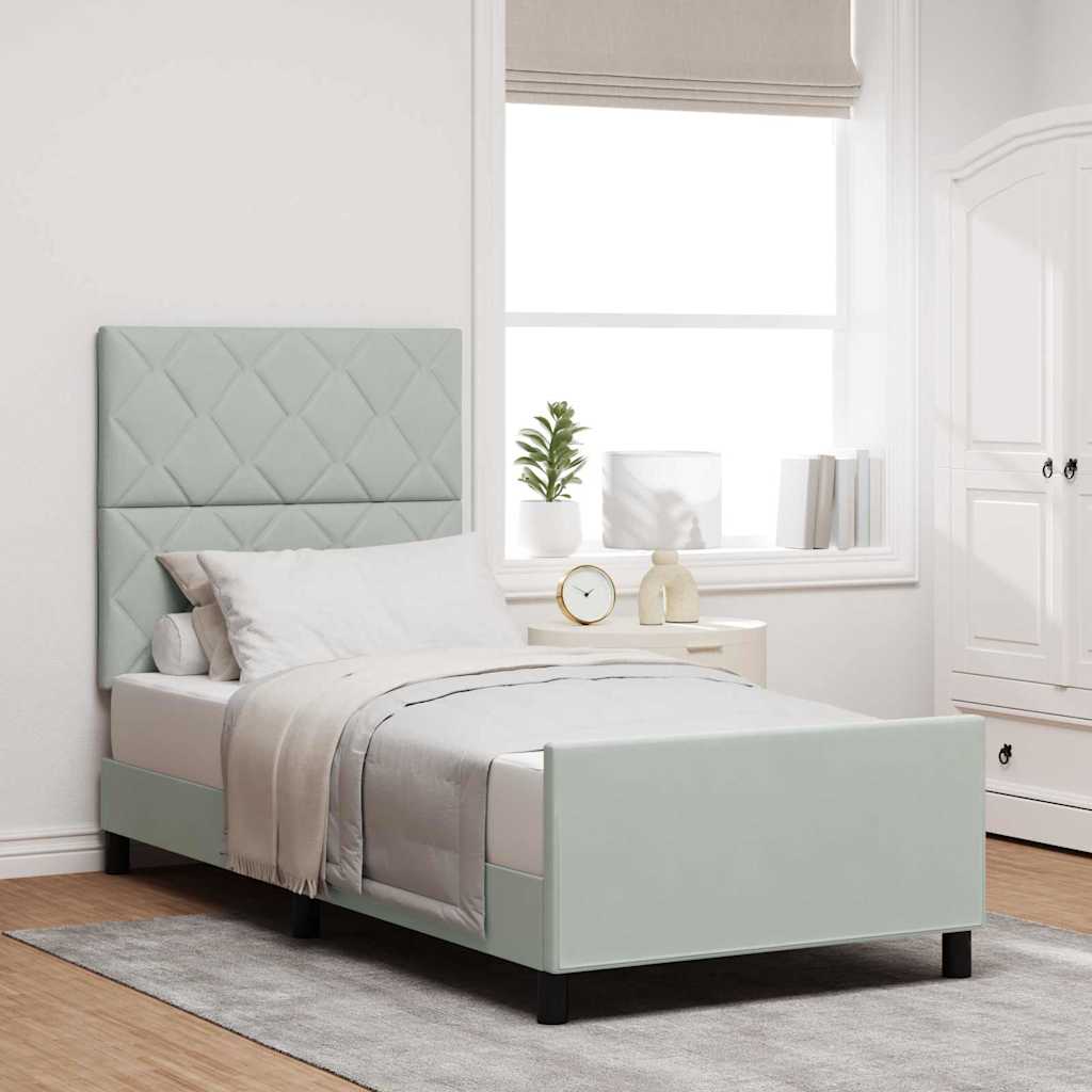Boxspringbed met hoofdeinde Lichtgrijs 90 x 200 cm Fluweel is nu te koop bij PeponiXL, paradijselijk wonen!