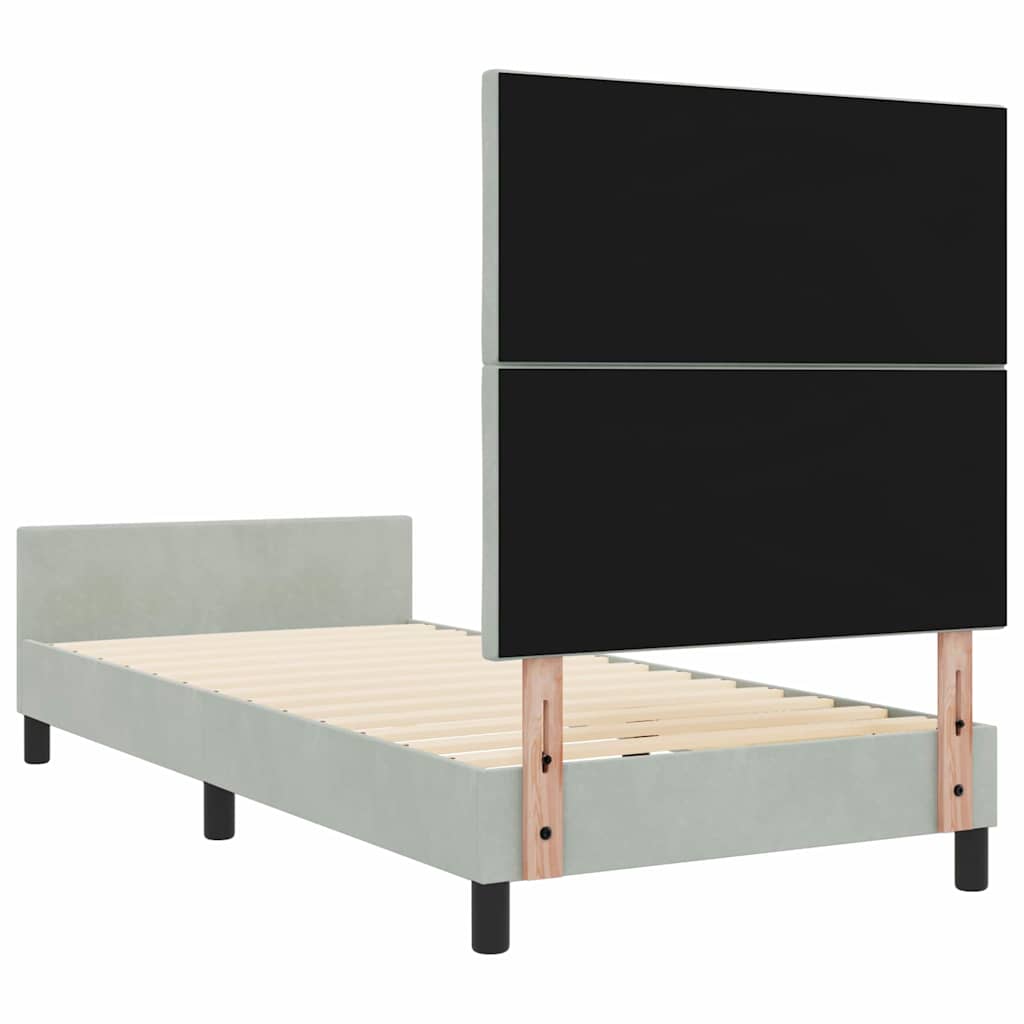 Boxspringbed met hoofdeinde Lichtgrijs 90 x 200 cm Fluweel is nu te koop bij PeponiXL, paradijselijk wonen!