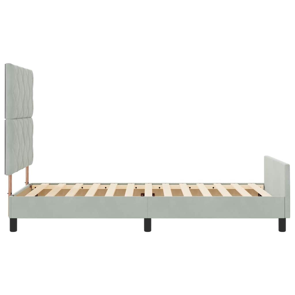 Boxspringbed met hoofdeinde Lichtgrijs 90 x 200 cm Fluweel is nu te koop bij PeponiXL, paradijselijk wonen!