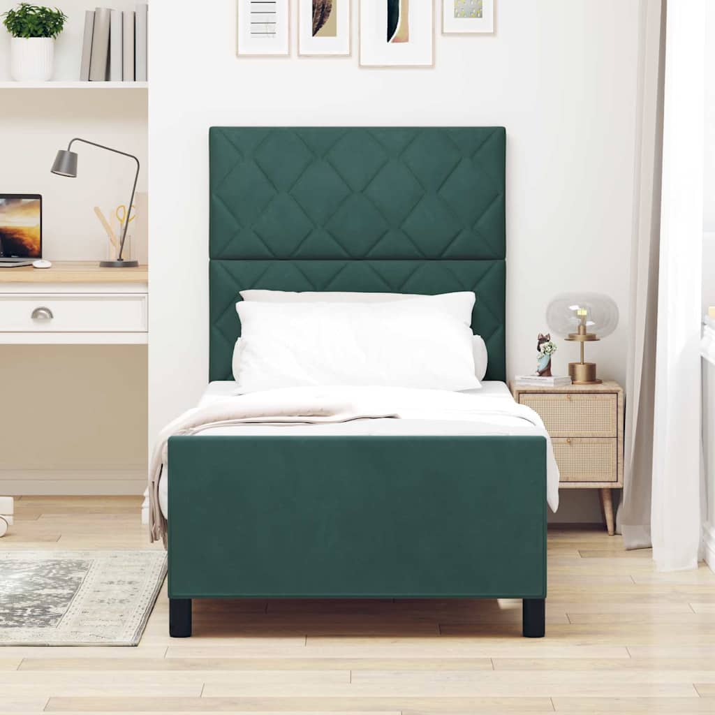 Boxspringbed met hoofdeinde Donkergroen 90 x 200 cm Fluweel is nu te koop bij PeponiXL, paradijselijk wonen!