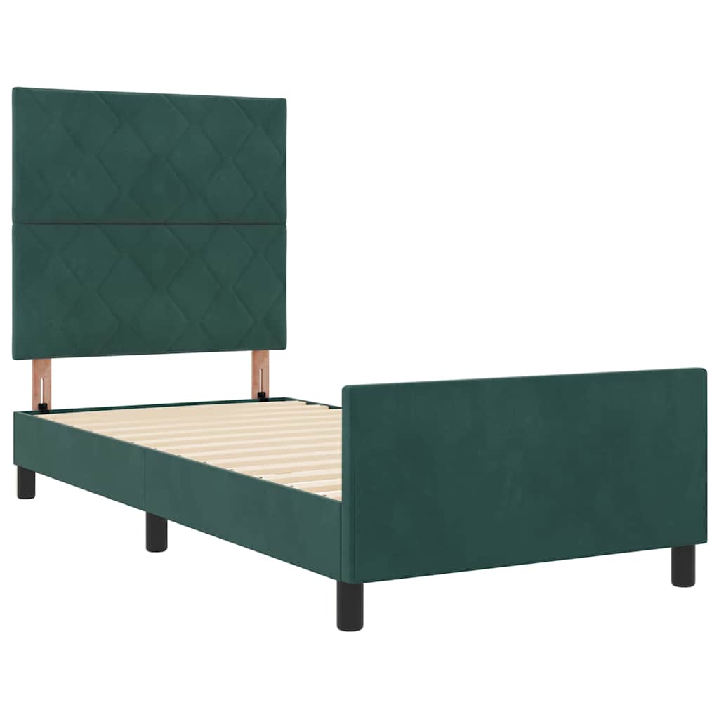 Boxspringbed met hoofdeinde Donkergroen 90 x 200 cm Fluweel is nu te koop bij PeponiXL, paradijselijk wonen!