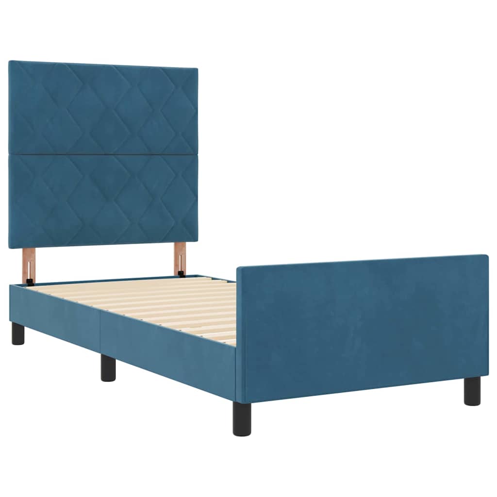 Boxspringbed met hoofdeinde Donkerblauw 90 x 200 cm Fluweel is nu te koop bij PeponiXL, paradijselijk wonen!