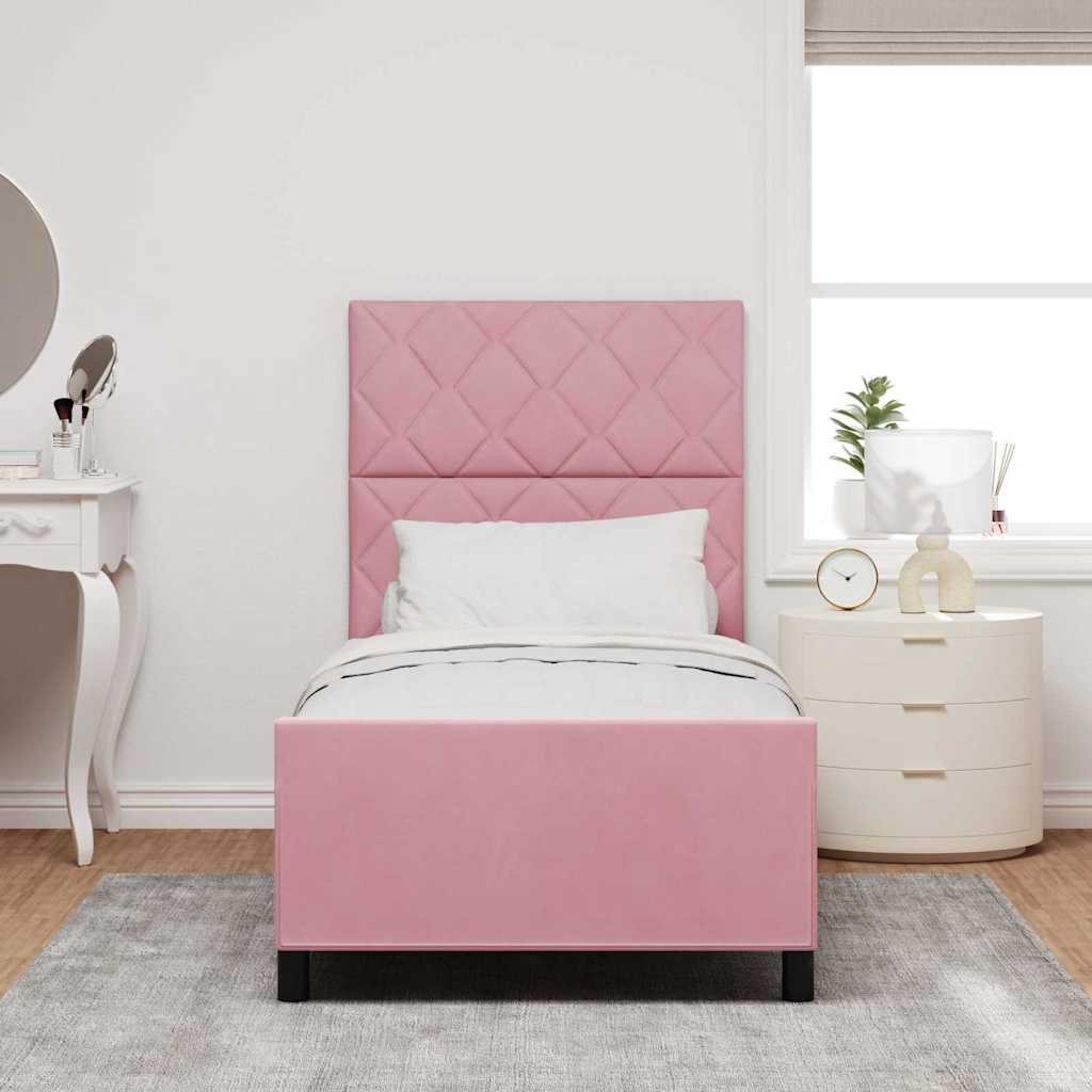 Boxspringbed met hoofdeinde Roze 90 x 200 cm Fluweel is nu te koop bij PeponiXL, paradijselijk wonen!