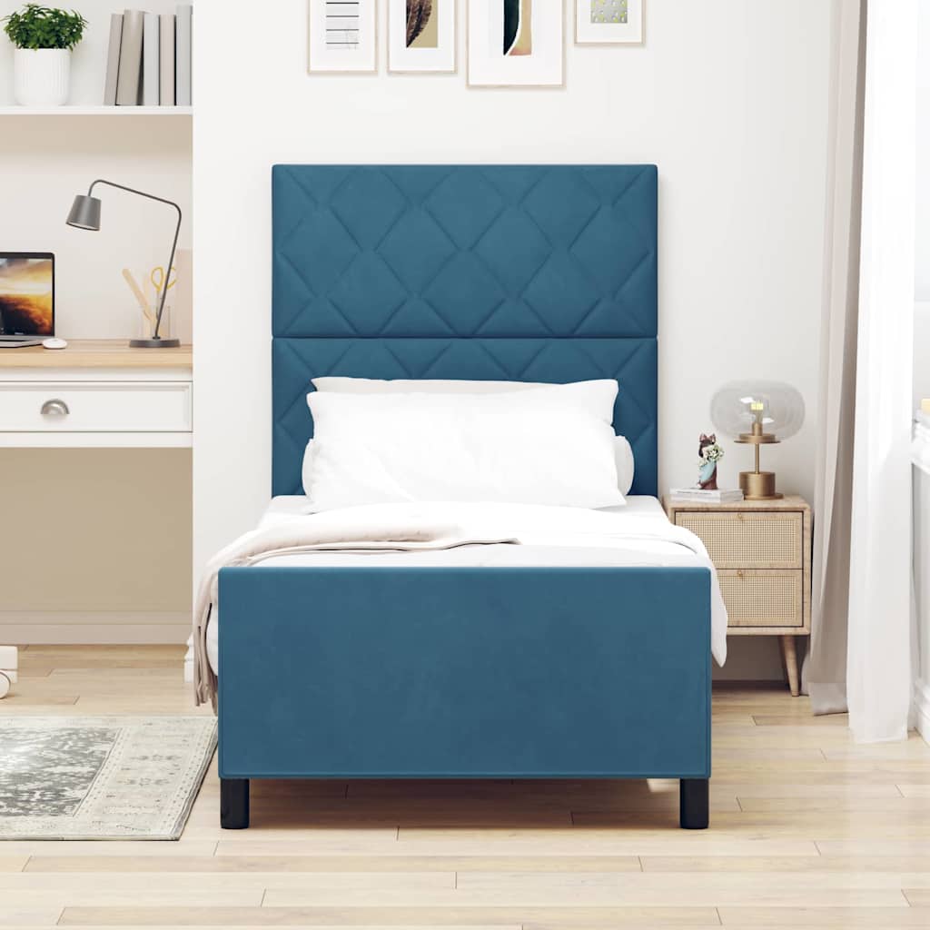 Boxspringbed met hoofdeinde Donkerblauw 100 x 200 cm Fluweel is nu te koop bij PeponiXL, paradijselijk wonen!